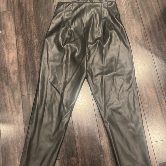 Zara High Rise Faux Leather Trousers Large - Picture 5 of 5